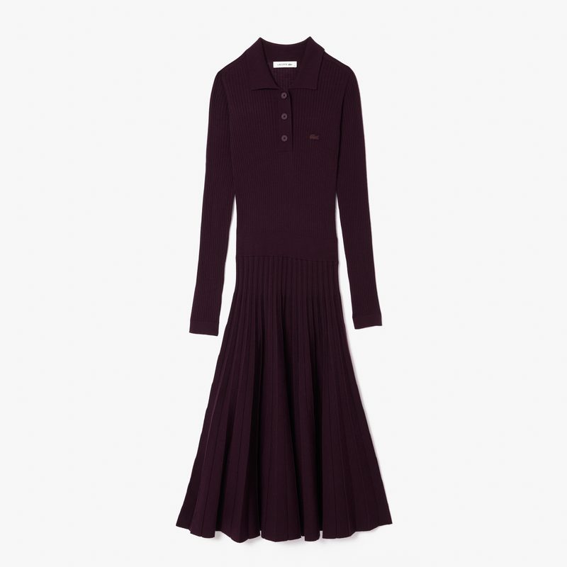 Женское шерстяное платье Lacoste с длинными рукавами 5