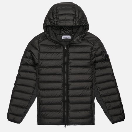 Мужской пуховик Stone Island Loom Woven Chambers Down-TC Hooded, цвет чёрный