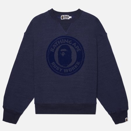 Мужская толстовка A Bathing Ape Over Dye Busy Works Relaxed Fit Crewneck, цвет синий