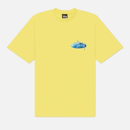 Мужская футболка Stussy Wave Oval, цвет жёлтый