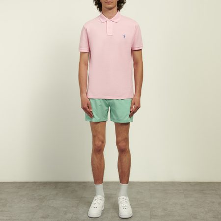 Мужское поло Polo Ralph Lauren The Iconic Basic Mesh Custom Slim Fit, цвет розовый