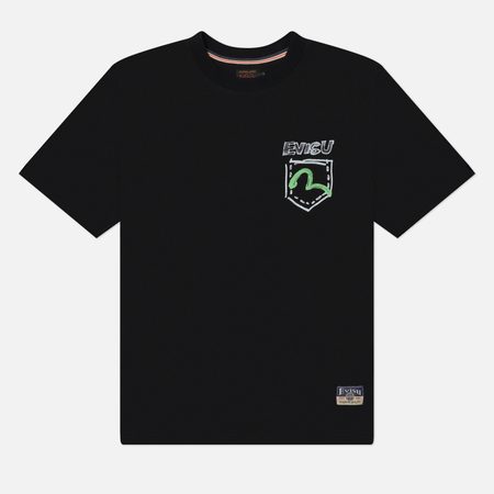 Мужская футболка Evisu Heritage Hand-Drawn Fortune Cat Printed, цвет чёрный