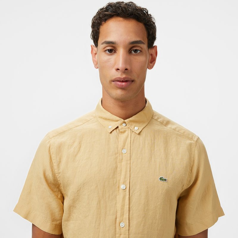 Мужская льняная рубашка Lacoste с коротким рукавом 3