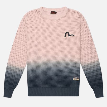 Мужской свитер Evisu Heritage Dip Dye Pullover Seagull Embroidery Badge, цвет розовый