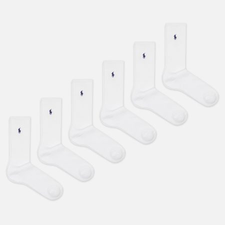 Комплект носков Polo Ralph Lauren Player Embroidered 6-Pack, цвет белый