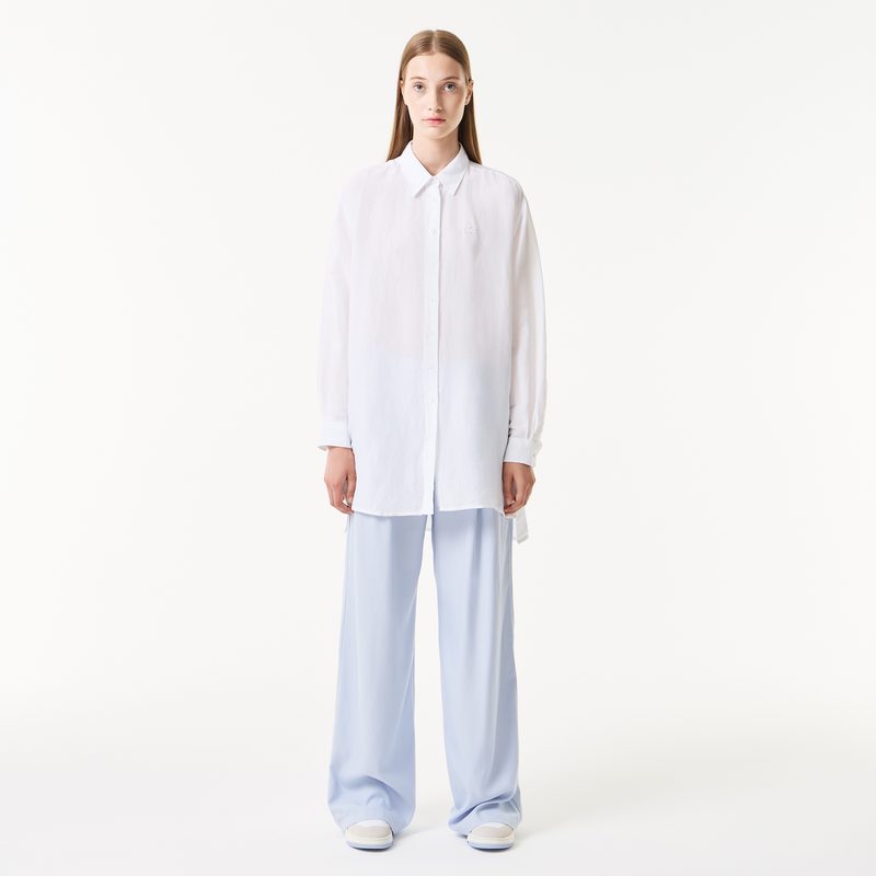 Женская лёгкая рубашка Lacoste из льна 5