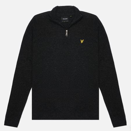Мужской свитер Lyle & Scott Lambswool Blend Quarter Zip Jumper, цвет чёрный