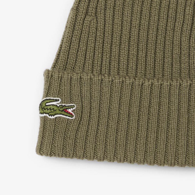 Шерстяная шапка Lacoste унисекс в рубчик 2