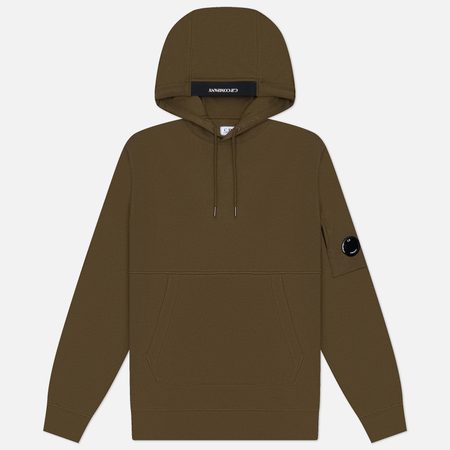 Мужская толстовка C.P. Company Diagonal Raised Fleece Lens Regular Fit Hoodie, цвет оливковый