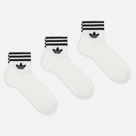 Комплект носков adidas Originals 3-Stripes Ankle 3-Pack, цвет белый