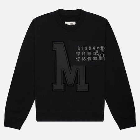 Мужская толстовка Maison Margiela MM6 Logo Detailed Crew Neck, цвет чёрный