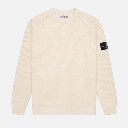Мужской свитер Stone Island Fisherman Rib Crewneck Raw Beauty, цвет бежевый