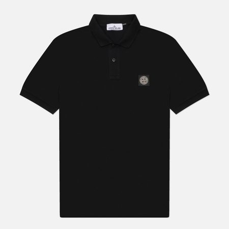 Мужское поло Stone Island Organic Cotton Pique Slim, цвет чёрный