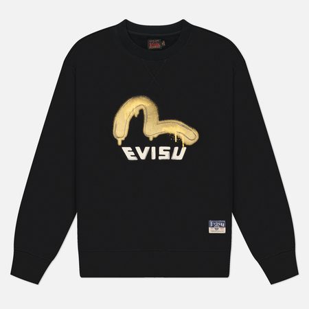 Мужская толстовка Evisu Graffiti Seagull Print & Sashiko Relax Fit, цвет чёрный