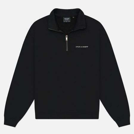 Мужская толстовка Lyle & Scott Script Heavyweight Loopback Quarter Zip, цвет чёрный
